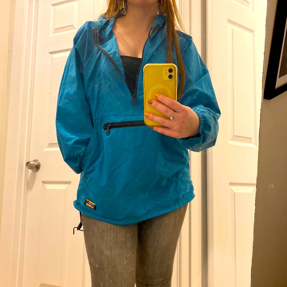 L.L. bean windbreaker in teal blue